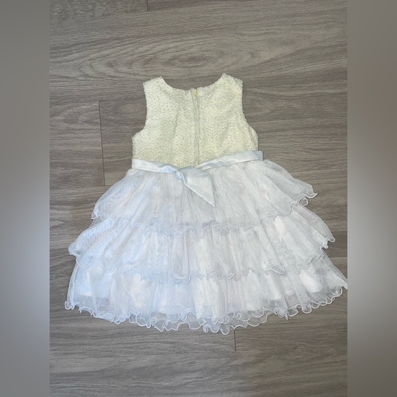 American princess green and white bedazzled ruffled kids mini dress - Picture 3 of 3